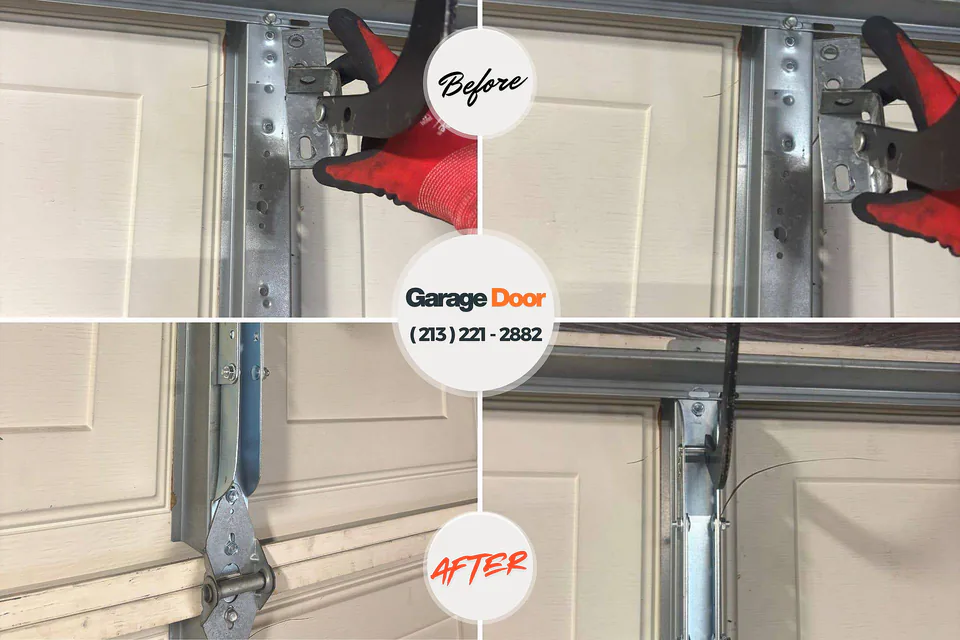 Before and after: garage door repair Hawkins, TX